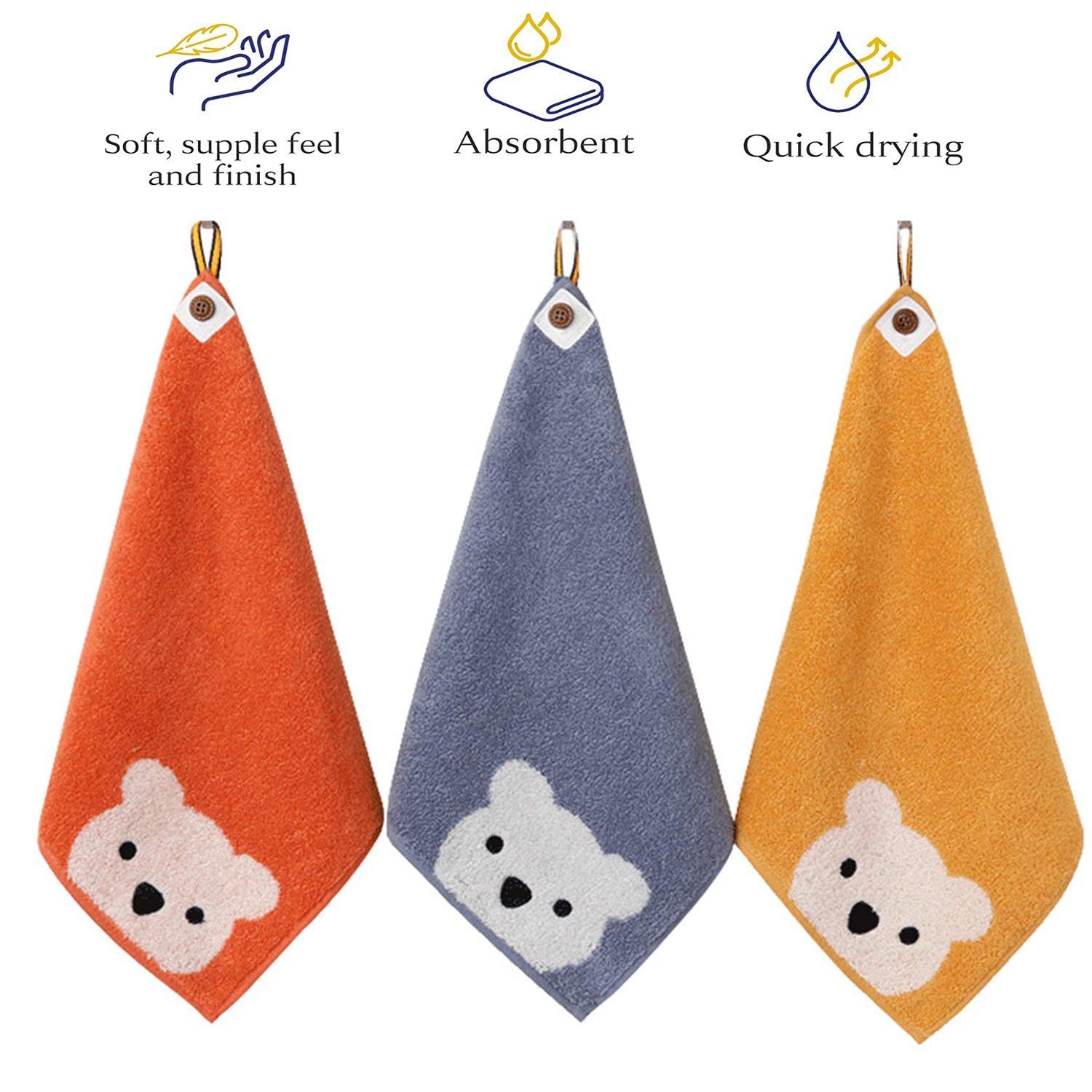 3 Pcs Premium Cotton Washcloths,Soft & Fluffy,Super Absorbent & No Lint Handkerchief for Children and Baby-11.8"x11.8" - Image 5